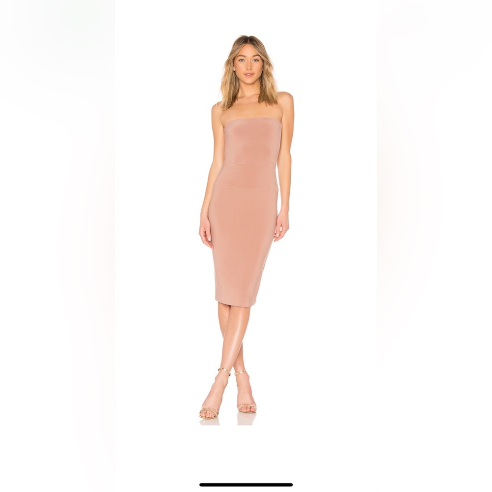 X Revolve - Norma Kamali newer worn rose gold strapless dress - size XS